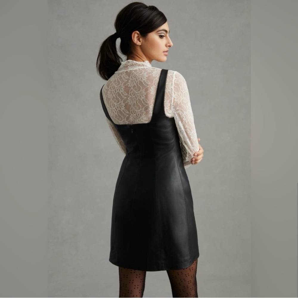 Anthropologie Maeve Faux Leather Mini Dress NWOT Size 14 - Picture 3 of 8